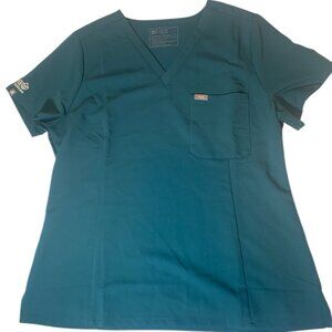 Figs Scrub Top Size XL Caribbean Blue
